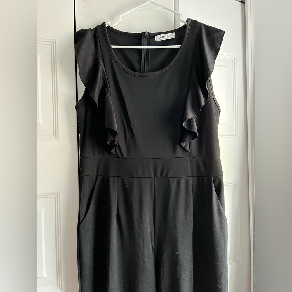 Black Sleeveless Ruffled Pant Romper